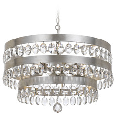 Crystorama Lighting Perla Antique Silver Crystal Chandelier