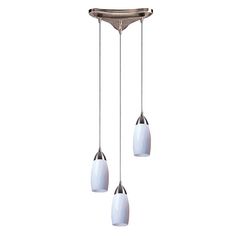 Modern Multi-Light Pendant Light with Art Glass and 3-Lights