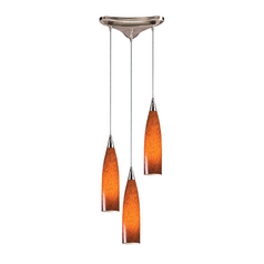 Modern Multi-Light Pendant Light with Art Glass and 3-Lights