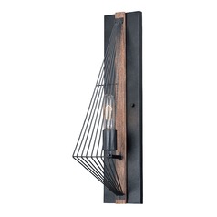 Dearborn Sconce Black with Burnished Wood by Vaxcel Lighting