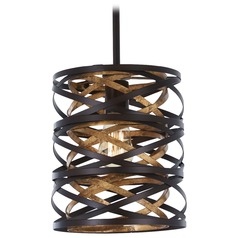 Vortic Flow Dark Bronze with Mosaic Gold Mini Pendant by Minka Lavery