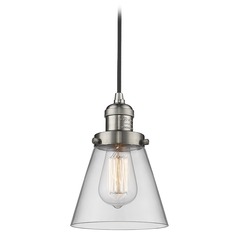 Small Cone Brushed Satin Nickel Mini Pendant by Innovations Lighting