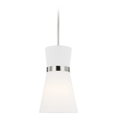 Visual Comfort Studio Collection Clark Brushed Nickel Mini-Pendant Light with Conical Shade