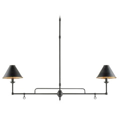 Prosperity Linear Chandelier in French Black/Gold Leaf by Currey & Co