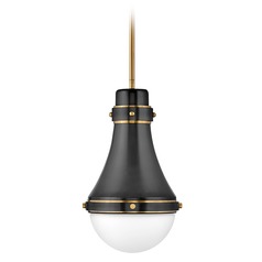 Oliver Small Pendant in Black & Heritage Brass by Hinkley Lighting