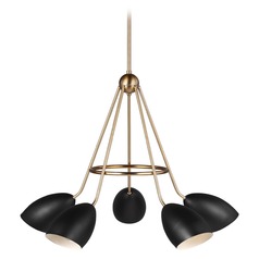 Summer 5-Light Modern Midnight Black & Satin Brass Chandelier by Visual Comfort Studio