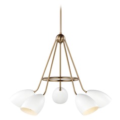 Summer 5-Light Modern Matte White & Satin Brass Chandelier by Visual Comfort Studio
