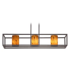 Bronze Linear Chandelier with Cylindrical Shade