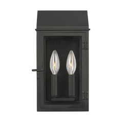 Chapman & Meyers Hingham 12-Inch Tall Textured Black Outdoor Wall Light by Visual Comfort Studio