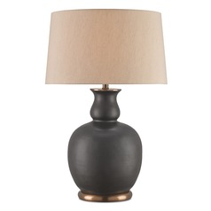 Currey and Company Ultimo Matte Black/antique Brass Table Lamp with Empire Shade