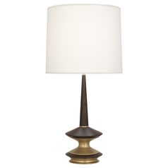 Fletcher Warm Brass with Dark Walnut Table Lamp by Robert Abbey