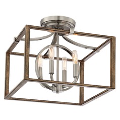 Country Estates Sun Faded Wood with Brush Nickel Semi-Flush Mount by Minka Lavery