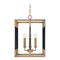 Bleeker Small Pendant in Aged Brass & Black by Capital Lighting