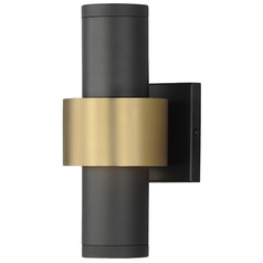 Reveal Medium Outdoor Black & Gold LED Outdoor Wall Light by ET2 Lighting