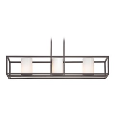 Bronze Linear Chandelier with Cylindrical Shade