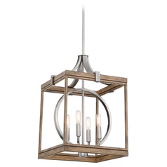 Country Estates Wood and Brush Nickel Pendant by Minka Lavery