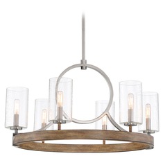 Country Estates Wood and Brush Nickel Chandelier by Minka Lavery