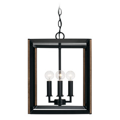 Rowe Small Foyer Light in Black & Brown Wood by Capital Lighting