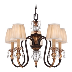 Bronze Crystal Chandelier with Pleated Shades by Metropolitan Lighting