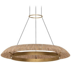 Visual Comfort Modern Collection Noa Hand Rubbed Antique Brass & Natural LED Pendant Light