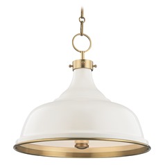 Painted No. 1 Aged Brass Pendant with Off-White Metal Shade by Hudson Valley Lighting