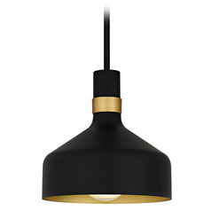 Quoizel Lighting Arbor Matte Black & Gold Mini-Pendant Light with Bowl / Dome Shade