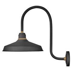 Foundry 16-Inch Wide Textured Black & Brass Barn Light by Hinkley Lighting