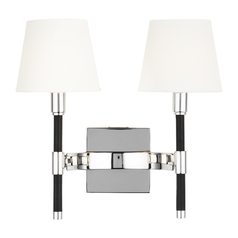 Lauren Ralph Lauren Katie Polished Nickel & Black Leather Vanity Light by Visual Comfort Studio