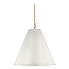 Gordon 15.75-Inch Antique White & Satin Brass Pendant by Visual Comfort Studio