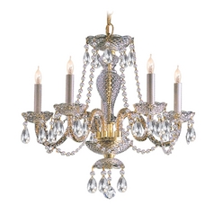 Crystal Mini-Chandelier in Polished Brass Finish