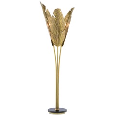 Tropical Floor Lamp in Vintage Brass/Black by Currey & Company
