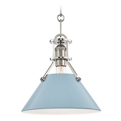 Painted No. 2 Pendant with Blue Bird Shade by Hudson Valley Lighting