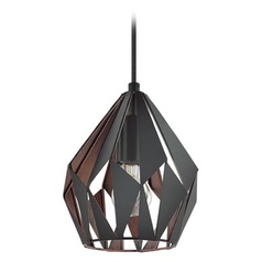 Carlton 3 Matte Black & Copper Mini Pendant by Eglo Lighting