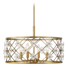 Savoy House Lighting Bailey Warm Brass Pendant Light with Drum Shade