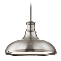 Farmhouse Satin Nickel Pendant Light 15.63-Inch Wide