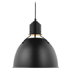 Huey 15-Inch Midnight Black Cord Hung Dome Pendant by Visual Comfort Studio