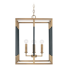 Bleeker Large Pendant in Aged Brass & Black by Capital Lighting