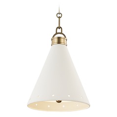 Plaster No. 1 Aged Brass Pendant with White Plaster by Hudson Valley Lighting