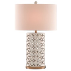 Currey and Company Bellemeade Ivory/antique Brass Table Lamp with Drum Shade
