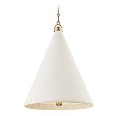 Plaster No. 1 Aged Brass Pendant with White Plaster by Hudson Valley Lighting