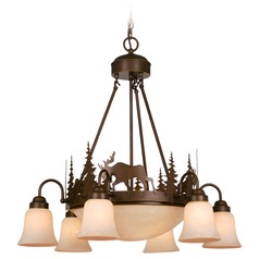 Yellowstone Bronze Chandelier with Center Bowl by Vaxcel Lighting