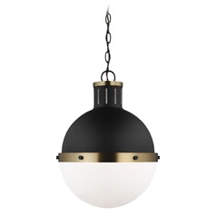 Hanks Medium Midnight Black & Satin Brass Pendant by Visual Comfort Studio