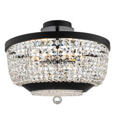 Allegri Crystal Terzo Matte Black & Polished Chrome Semi-Flushmount Light