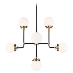 Cafe 32-Inch Satin Brass & Midnight Black Chandelier by Visual Comfort Studio