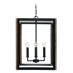 Rowe Medium Foyer Light in Black & Brown Wood by Capital Lighting