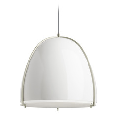 Paravo Pendant in Satin Nickel & Gloss White by Visual Comfort Modern
