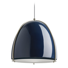 Paravo Pendant in Satin Nickel & Blue by Visual Comfort Modern