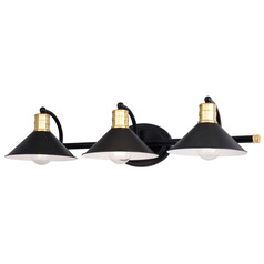 Vaxcel Lighting Akron Matte Black & Natural Brass & Matte White Bathroom Light