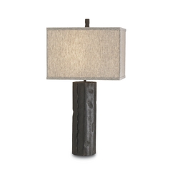 Modern Table Lamp with Beige / Cream Shade in Mole Black Finish