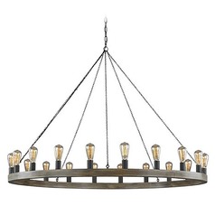 Avenir Weathered Oak & Antique Forged Iron Chandelier by Visual Comfort Studio